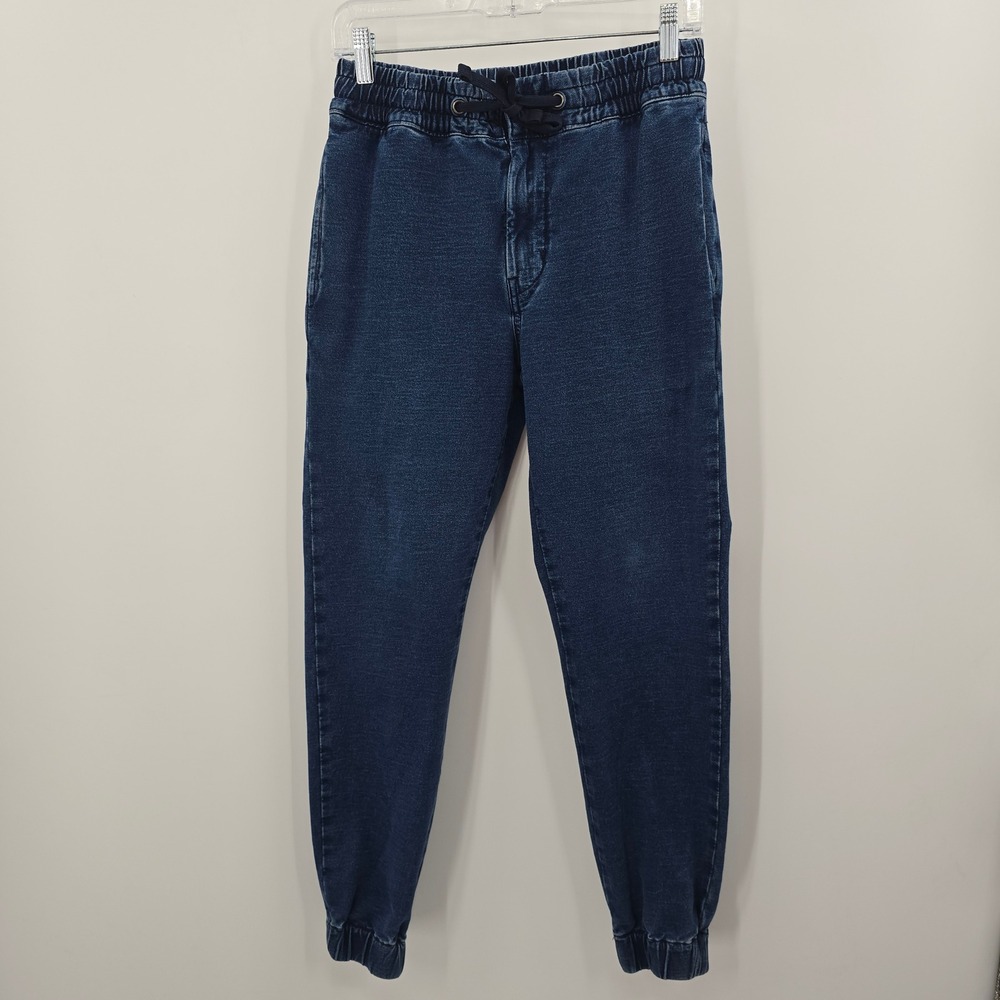Levis Women Blue Denim Knit Joggers Elastic Waist Drawstring Pants Small